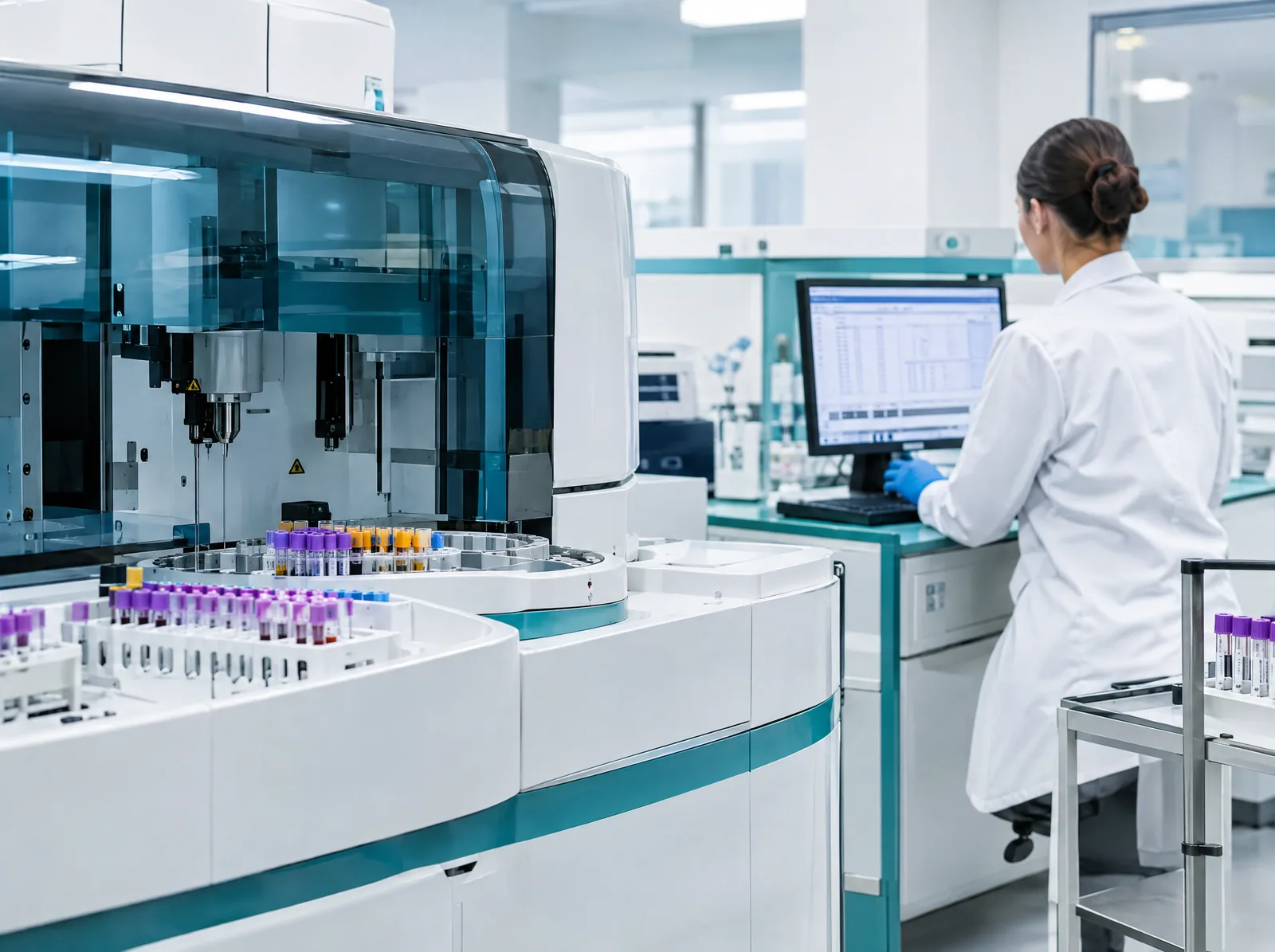 Automated analyser processing samples in an accredited clinical laboratory